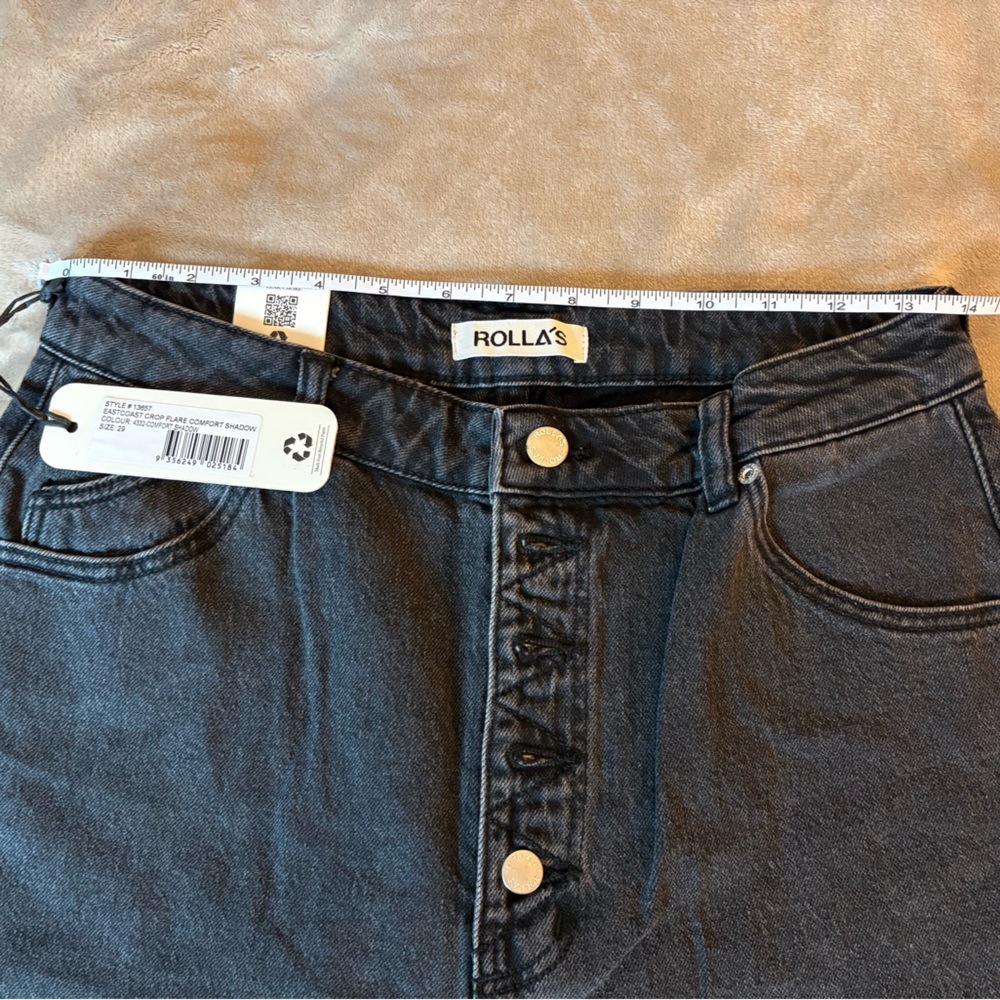 ROLLA'S Eastcoast Flare Black High-Rise Button-Fly Flared Jeans - Picture 5 of 10